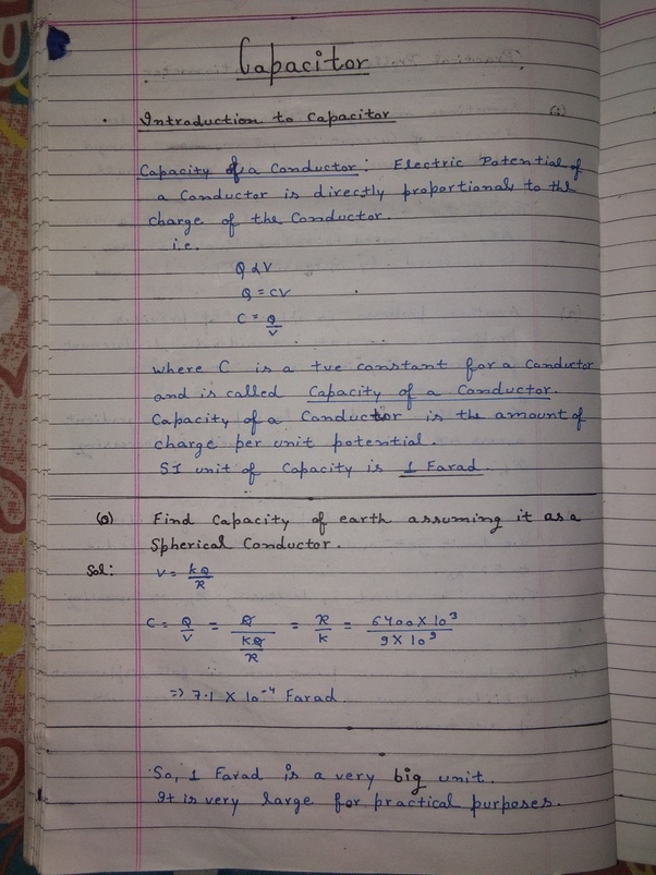 Can Someone Share Their Iit Jee Notes Of Capacitors Quora