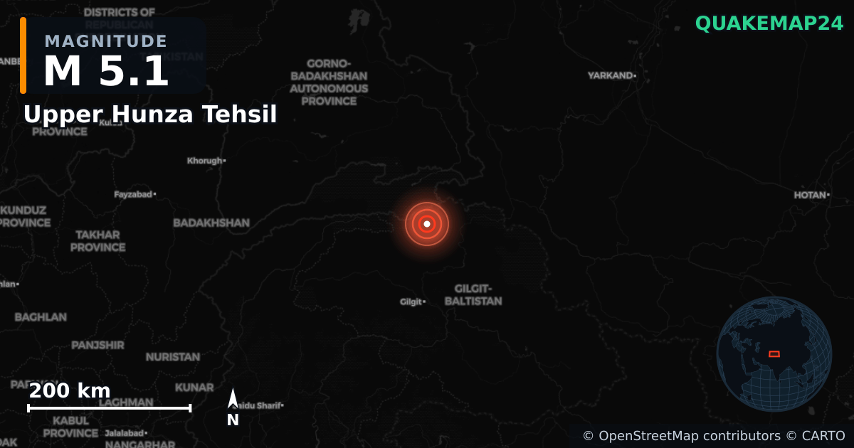 Terremoto De M5 1 Cerca De Upper Hunza Tehsil Gilgit Baltistan