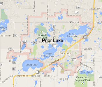 Prior Lake MN Lawn Care Weed Control Spray Treatment Yard Fertilize Map.