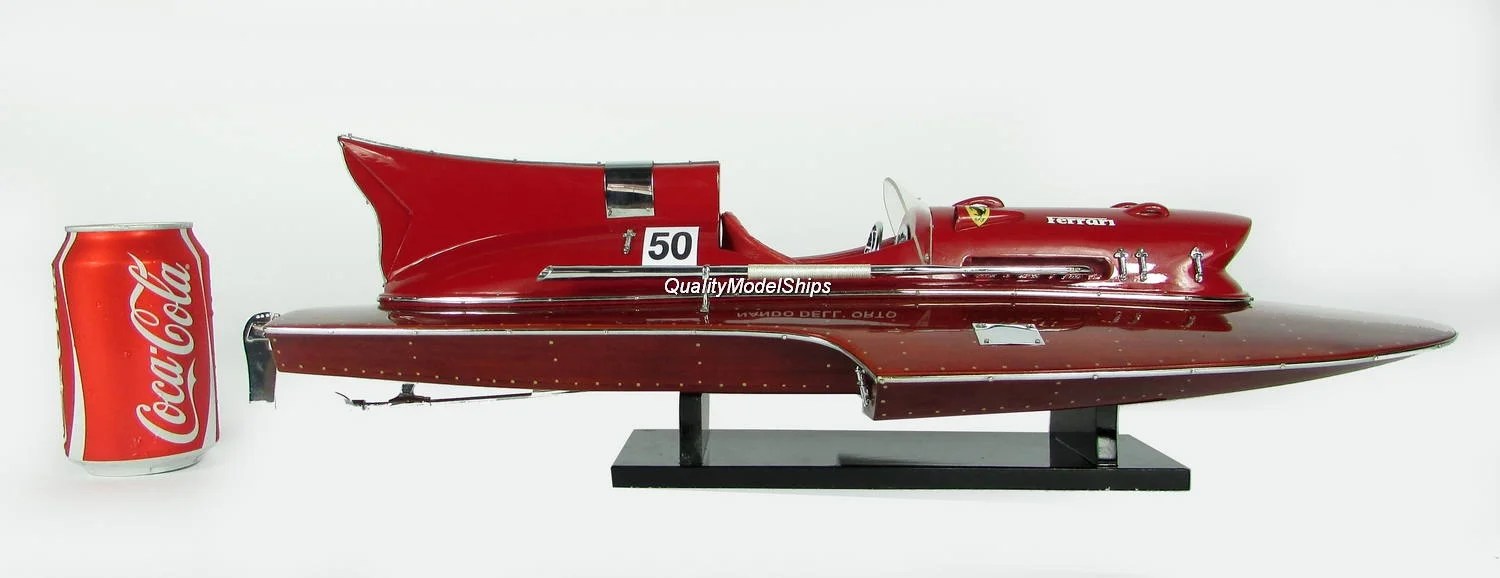 Ferrari Arno XI Hydroplane Model Speed Boat 70cm- Handcrafted Wooden Boat Model, Italian Speed Boat Model, Speed Boat, Home Decor