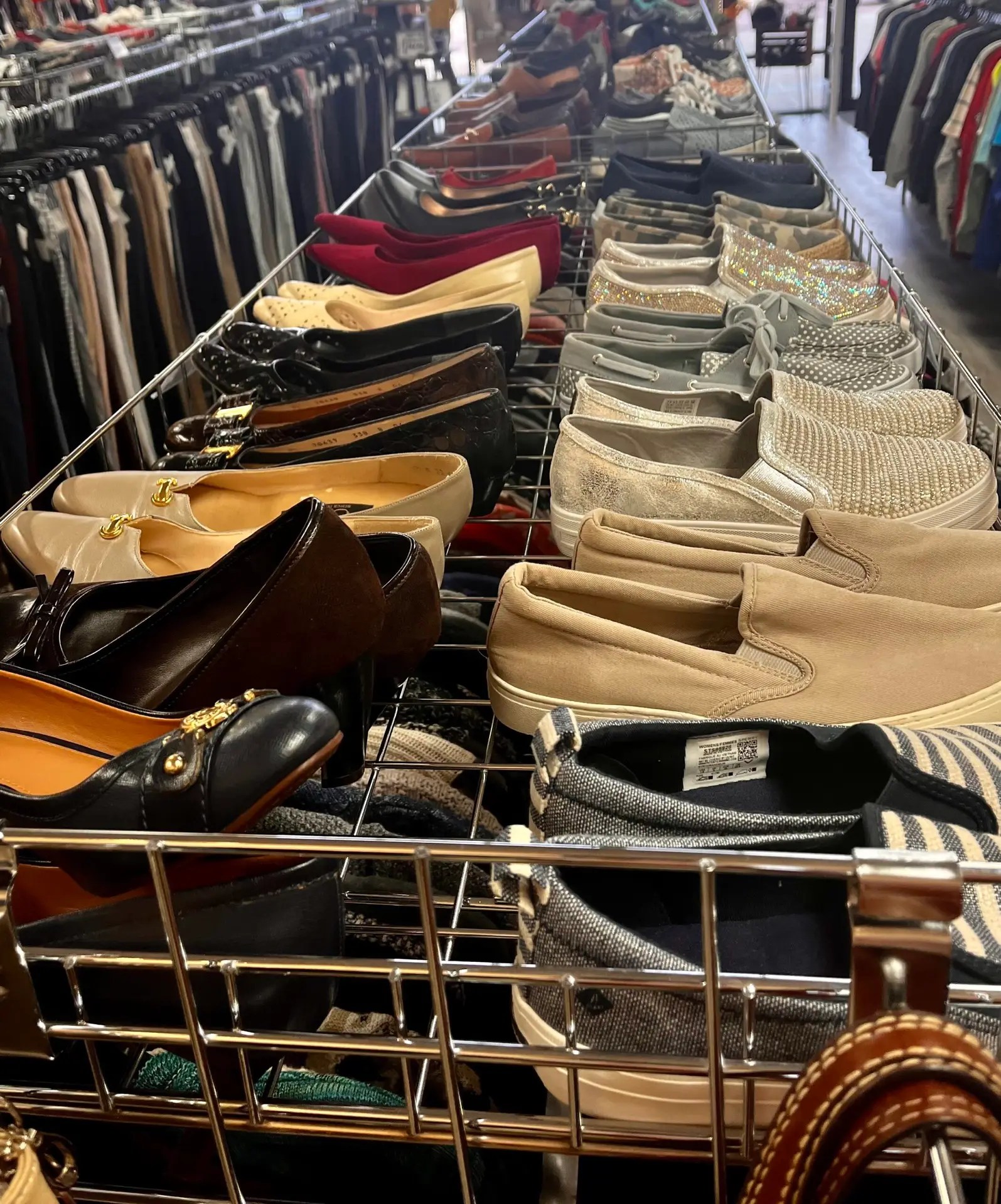 Assorted women's shoes on display at Quality Shoppe