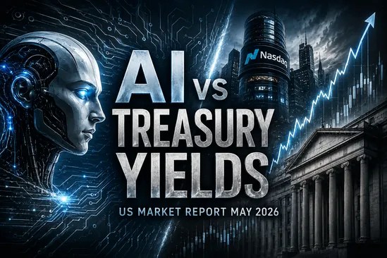 US stock market weekly report May 2026 showing AI rally and rising Treasury yields tension in the US stock market