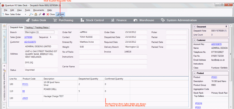 Printing A Despatch Note Manually - Sunset Image Collection - Full HD Quality