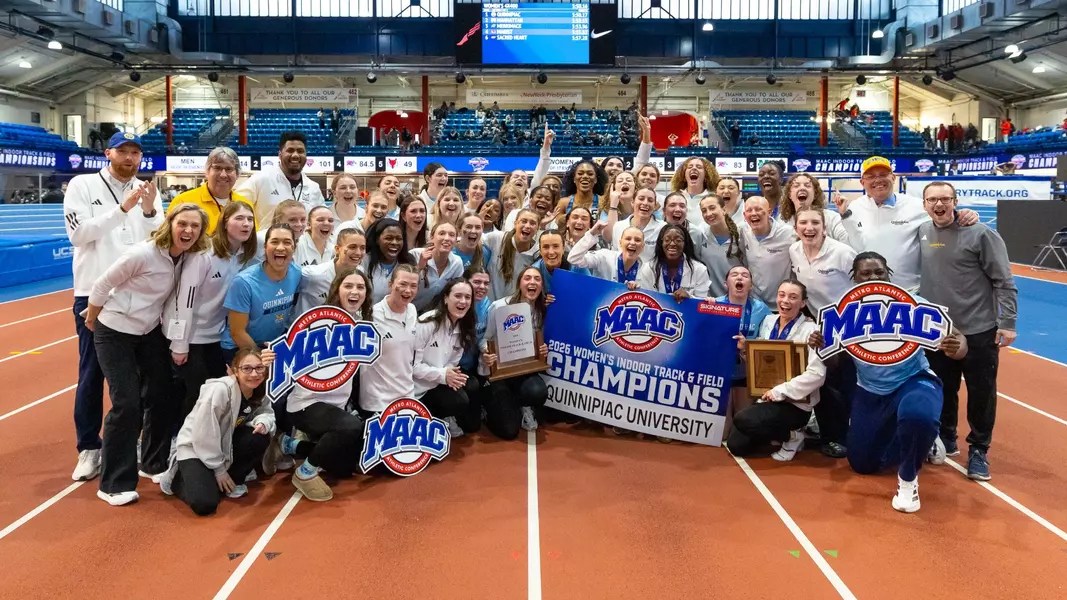 Quinnipiac women's indoor track and field captures its first MAAC Championship in program history. (Photo Courtesy of Quinnipiac Athletics)