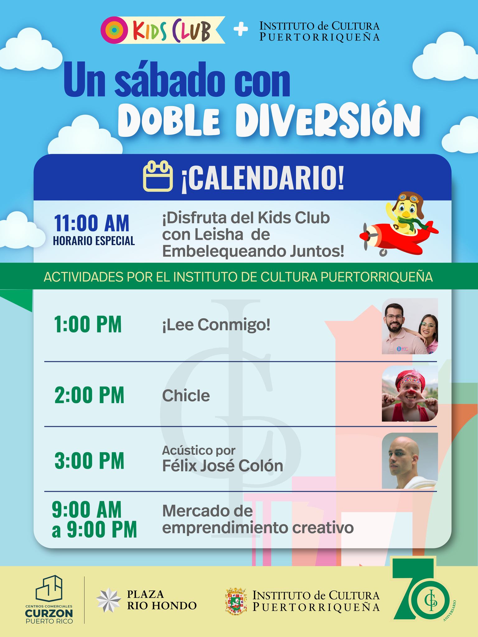 Kids Club y 70 años del Instituto de Cultura Puertorriqueña- Plaza Río Hondo