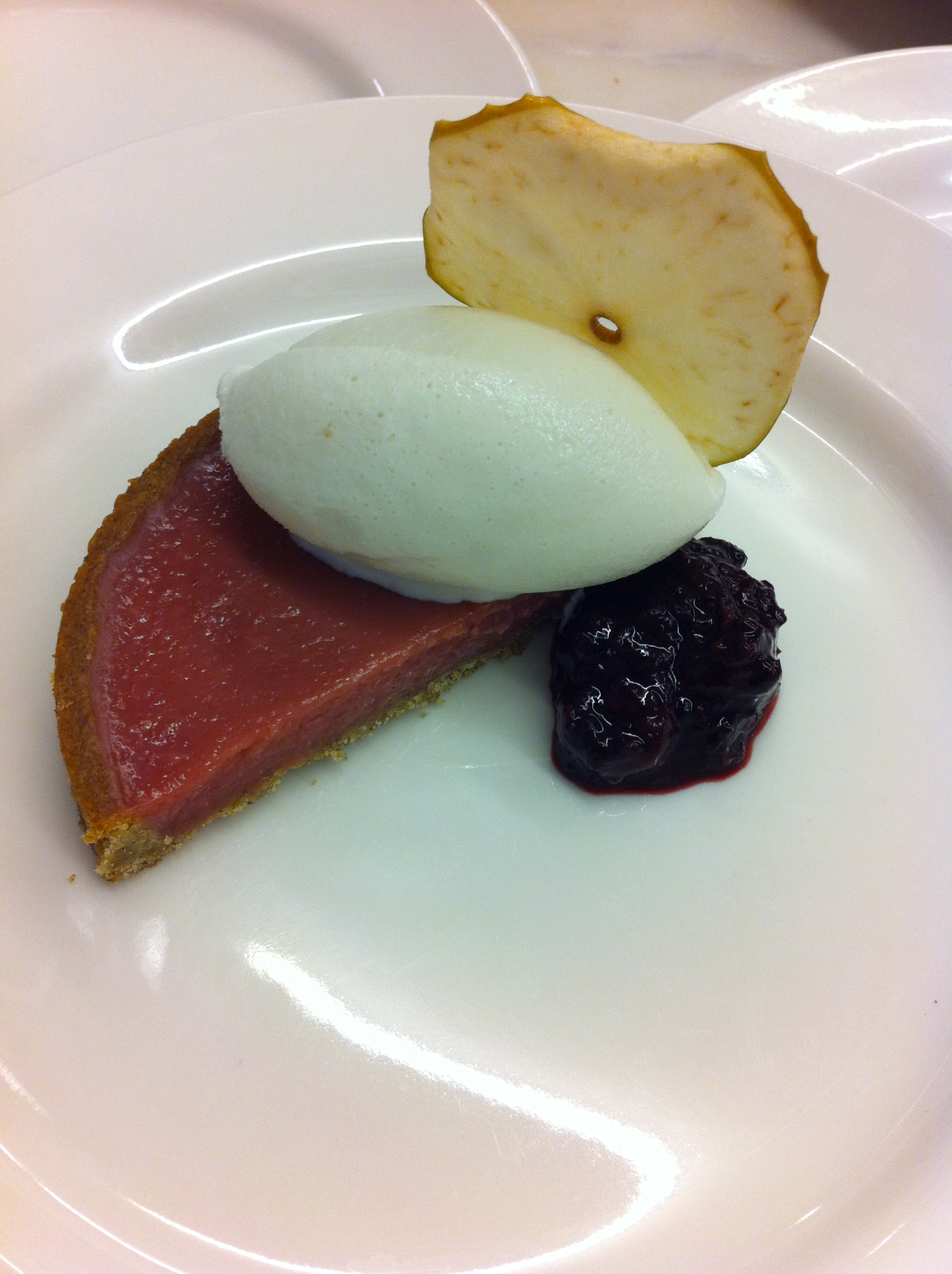 Strawberry curd, wild rice shortbread tart, wojapi, brown butter ice-cream.