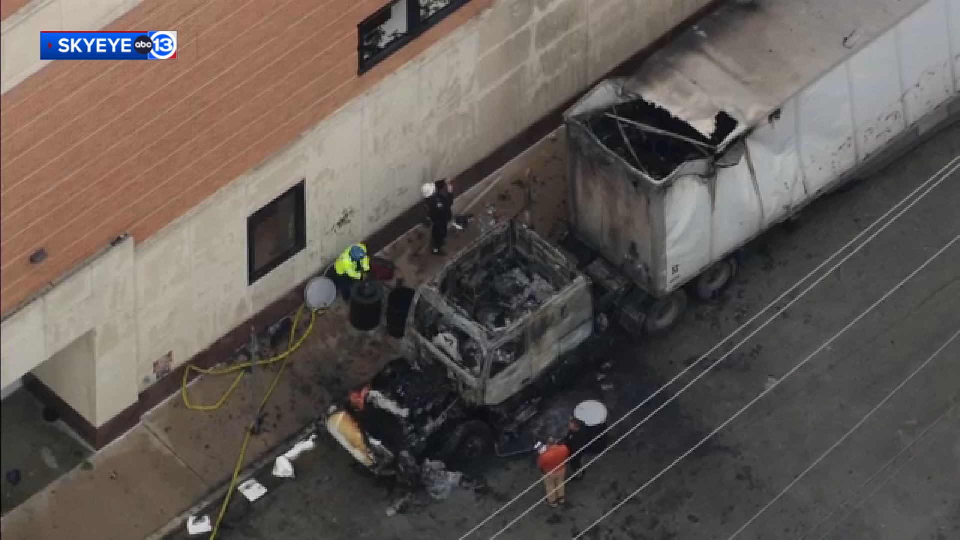 Big rig cabin completely destroyed after fully engulfed in flames in Midtown, HFD says