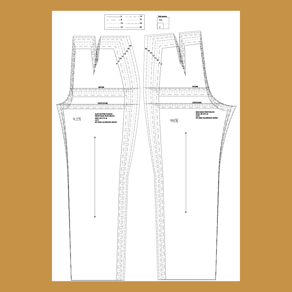 Basic Pants Pattern: Sizes 6 to 36 (Sloper Block)