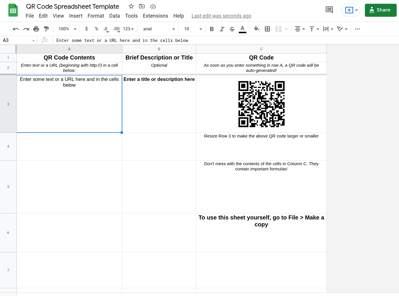 How to generate qr codes with excel or google sheets