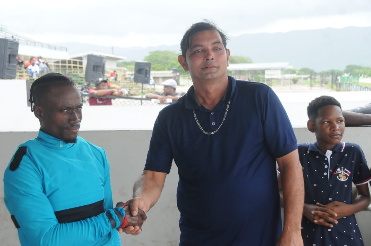 Jockey Shavon Townsend (left) with trainer Christopher Pearson.