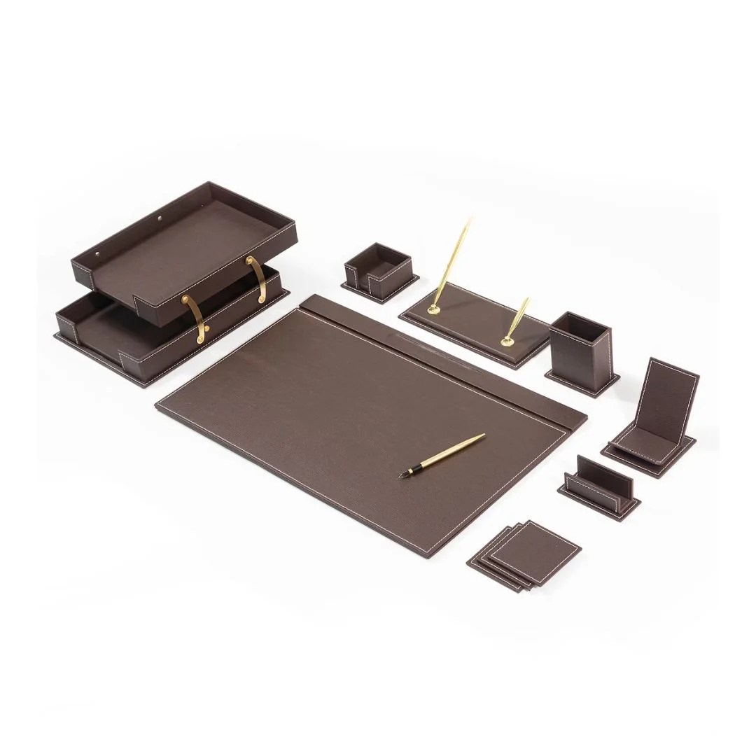 Custom Desk Set Organizer in Leather