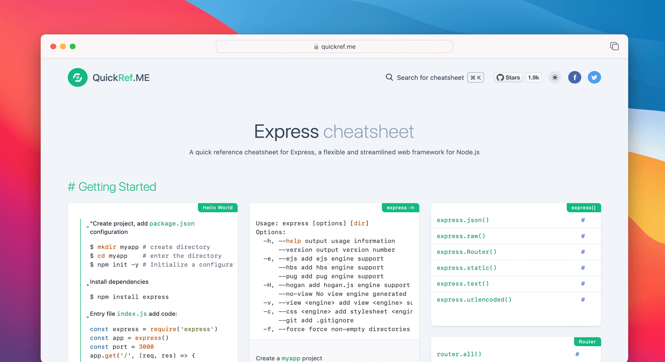 Express Cheat Sheet Quick Reference