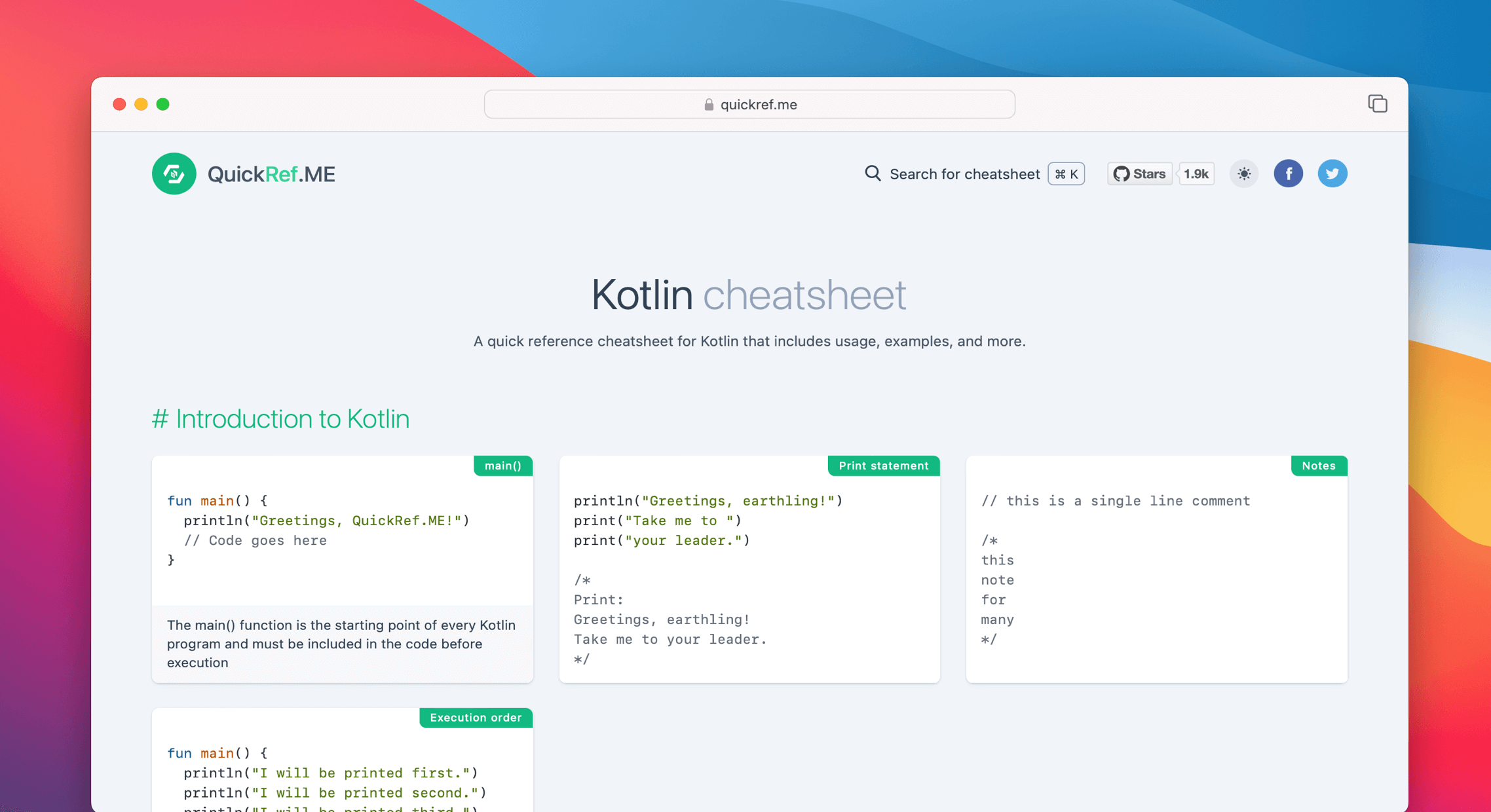 Kotlin Cheat Sheet Quick Reference