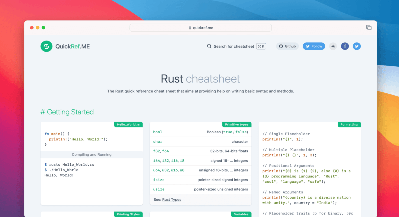 Github Ejaytc Rust Cheatsheet Share Quick Reference Cheat Sheet - Modern Ultra HD Nature Wallpapers | Free Download