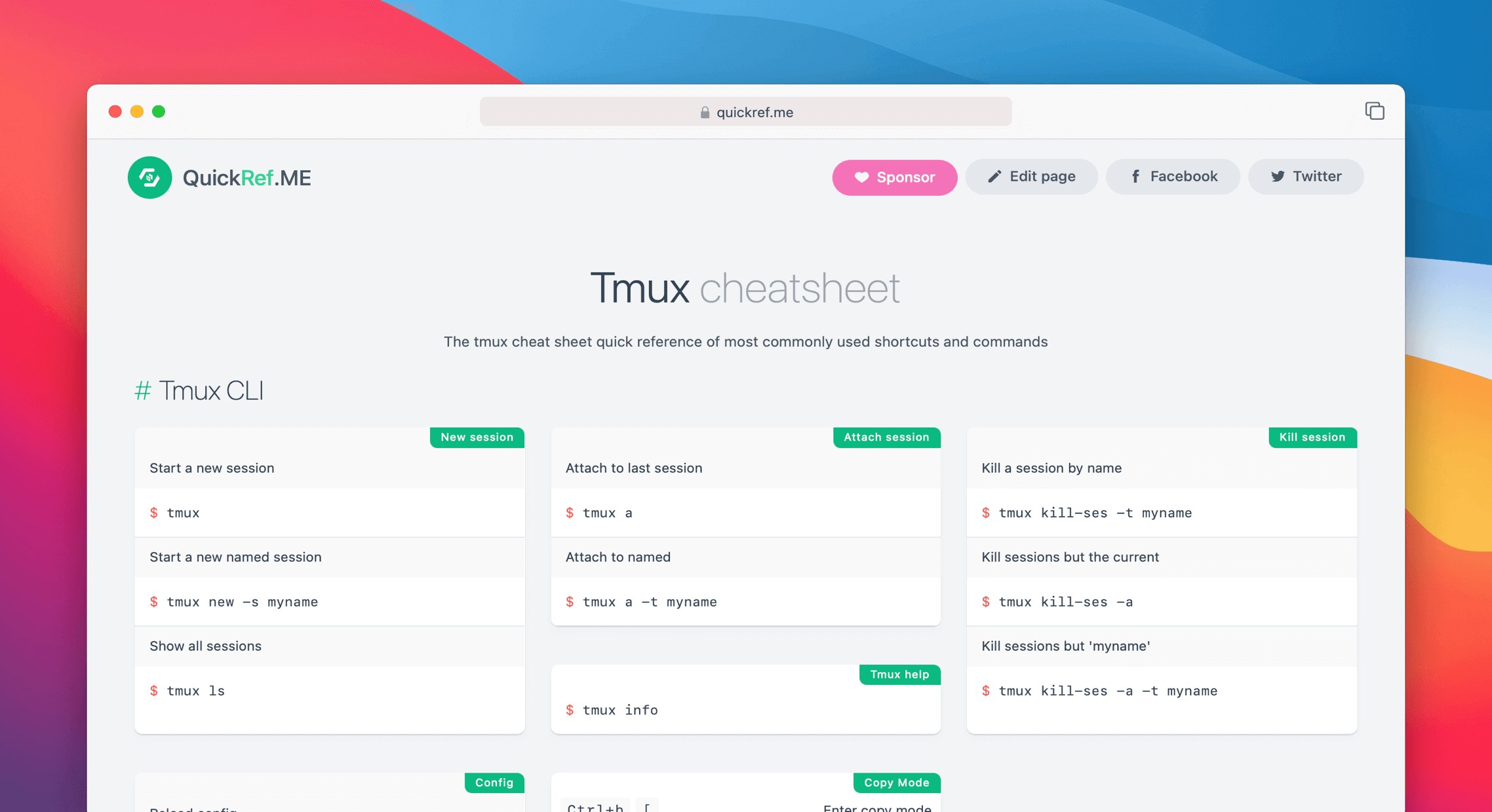 Tmux Command Cheat Sheet Quick Reference