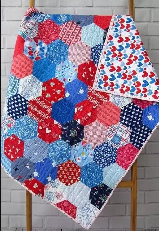 Large Hexagon Quilt pattern free 1 Large Hexagon Quilt pattern free