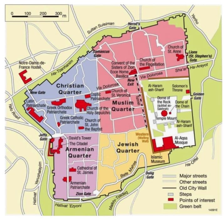 Map Of Jerusalem Holy Sites Jerusalem Map 