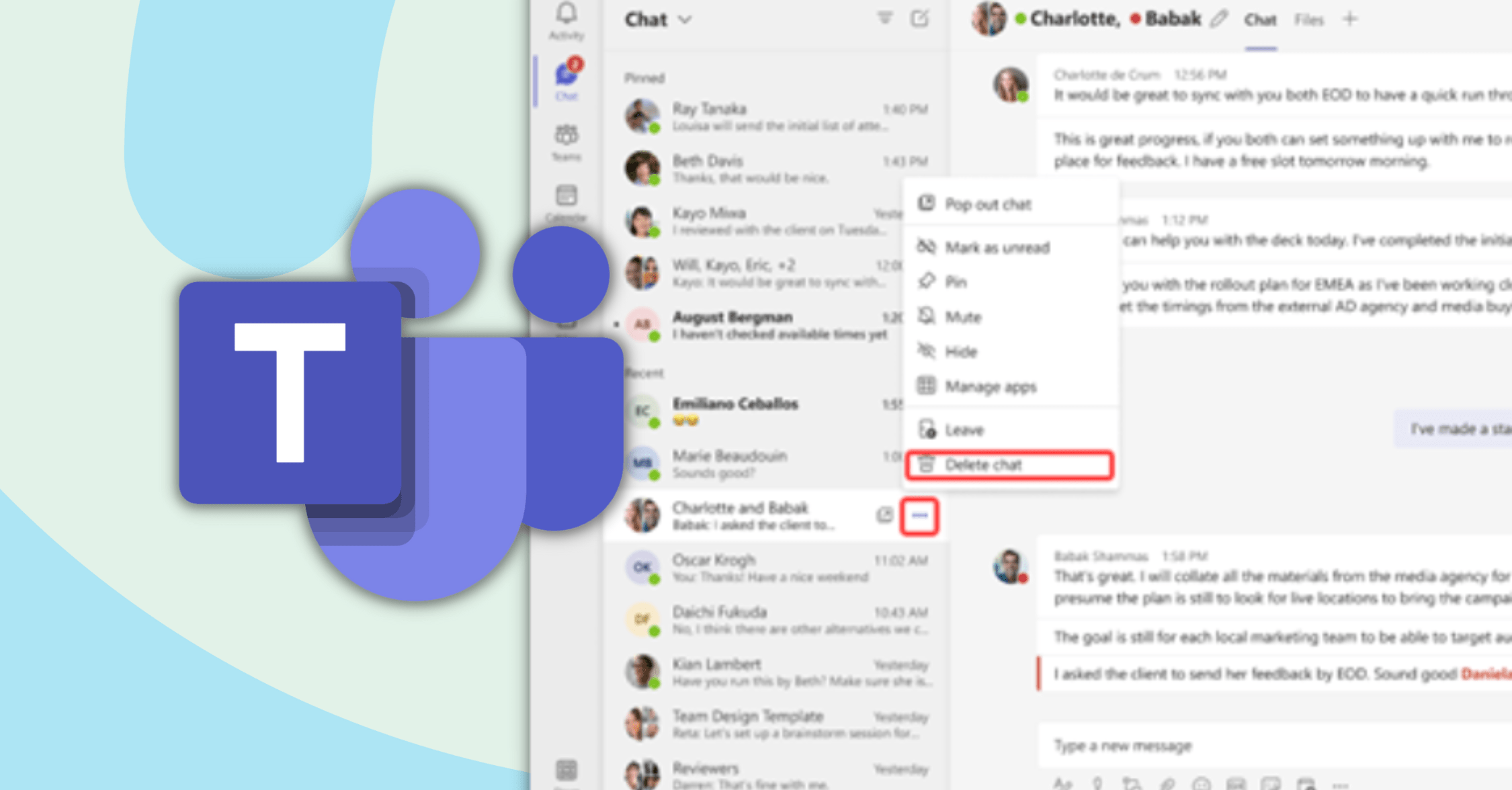 How to delete chats in microsoft teams