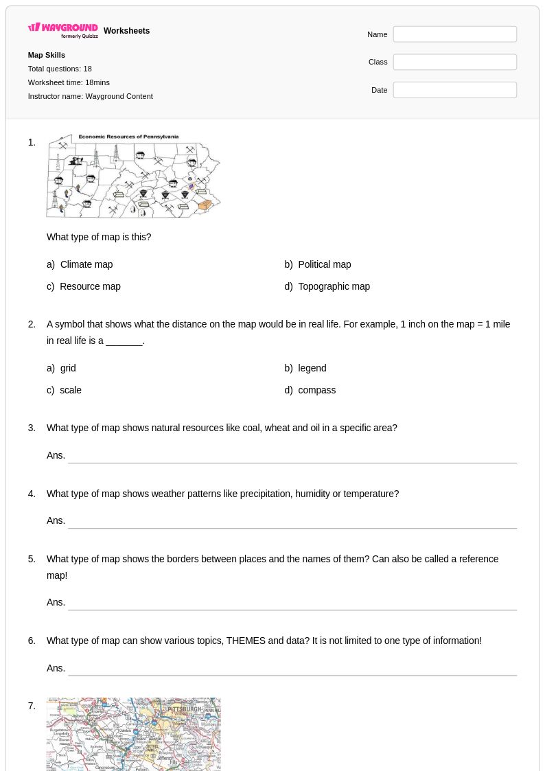50 Map Grid Worksheets For Grade 5 On Wayground Free Printable Map Skills