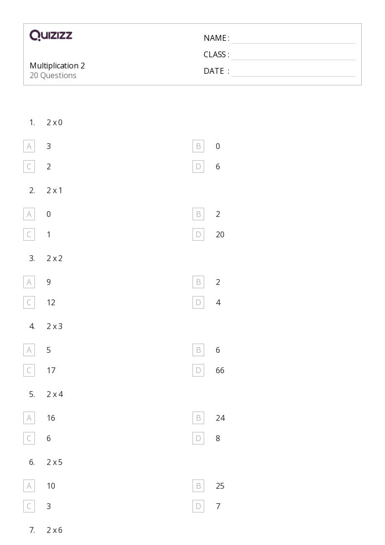 50+ multiplication worksheets for 1st grade on quizizz