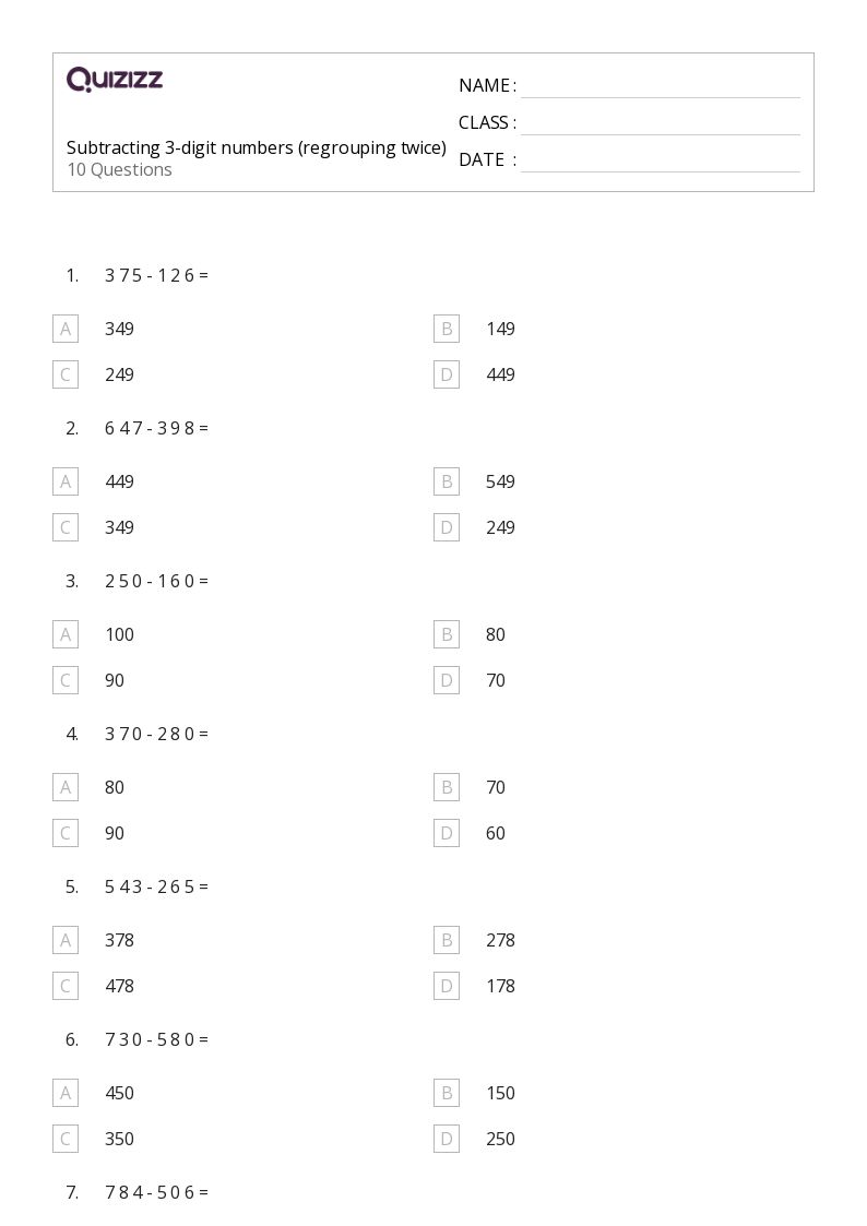 50+ subtracting mixed numbers worksheets for 2nd year on quizizz