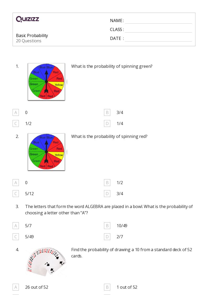 50+ probability worksheets for 7th grade on quizizz