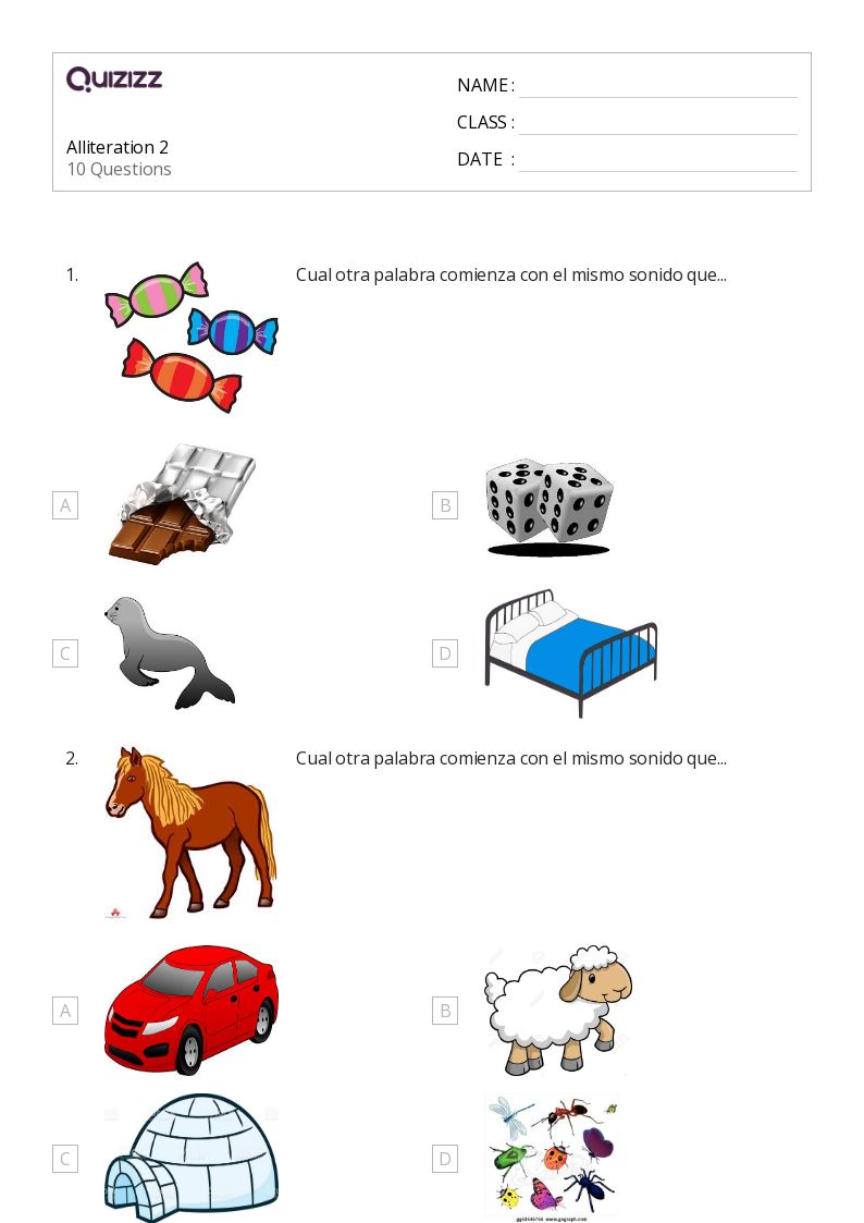 50+ alliteration worksheets on quizizz