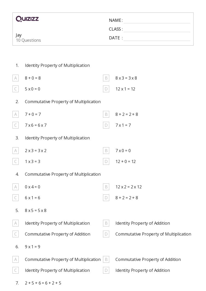 50+ commutative property of multiplication worksheets on quizizz