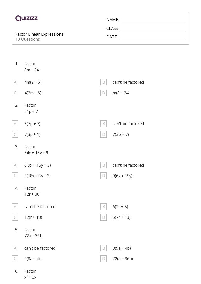 50+ expressions worksheets for 8th grade on quizizz