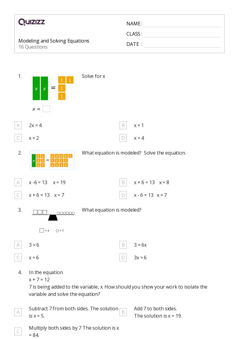 50+ solving equations worksheets for 6th grade on quizizz