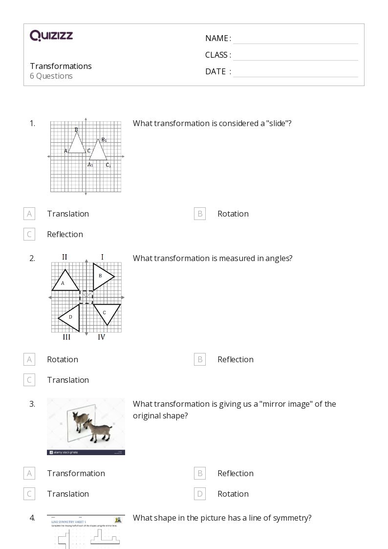 50+ transformations worksheets for 4th year on quizizz