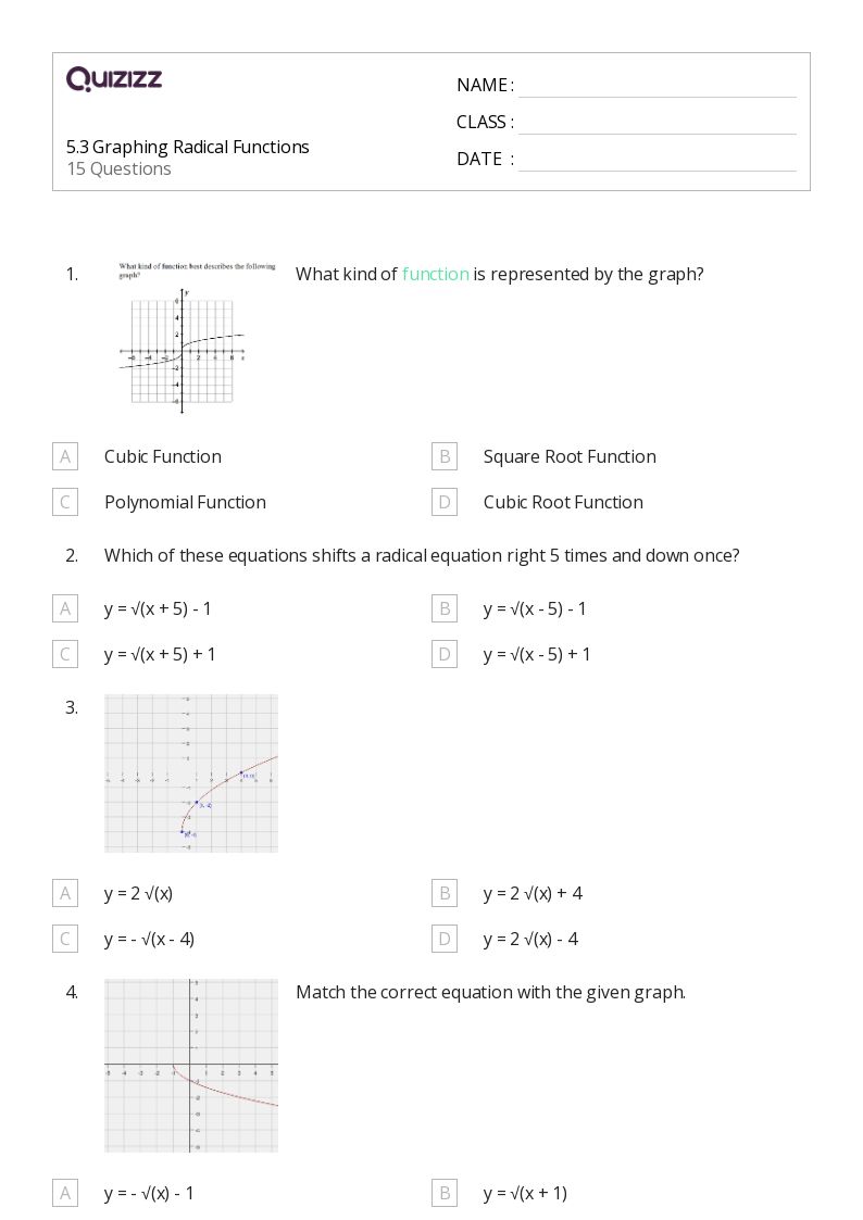50+ radical equations and functions worksheets on quizizz