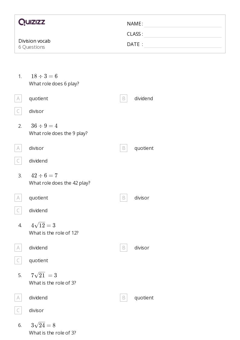 Printable division worksheets