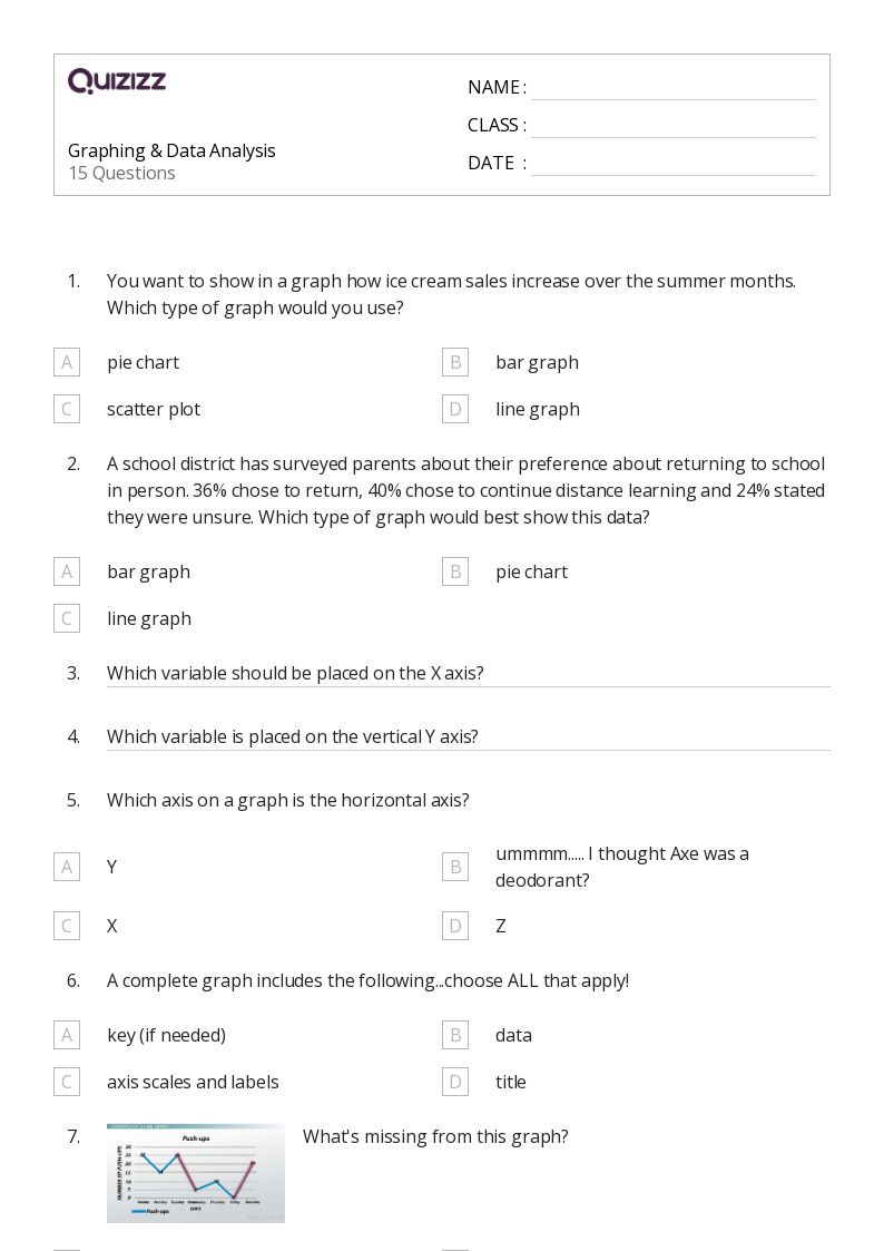 50+ data and graphing worksheets for 8th grade on quizizz