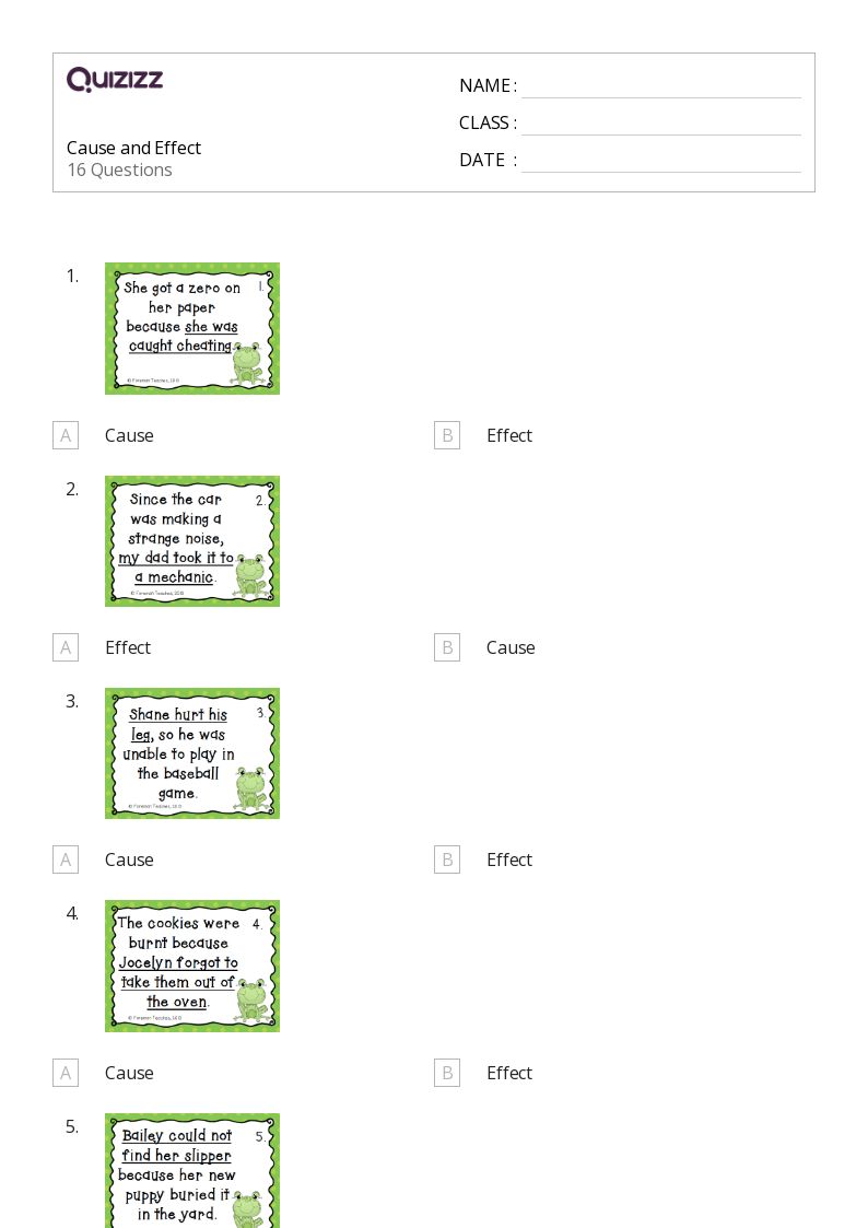 50+ cause and effect worksheets for 4th grade on quizizz
