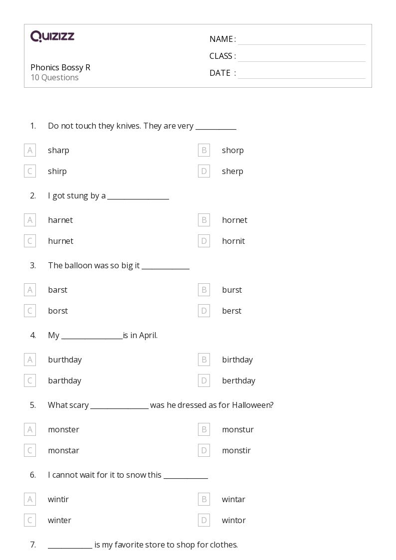 50+ phonics worksheets for 4th grade on quizizz