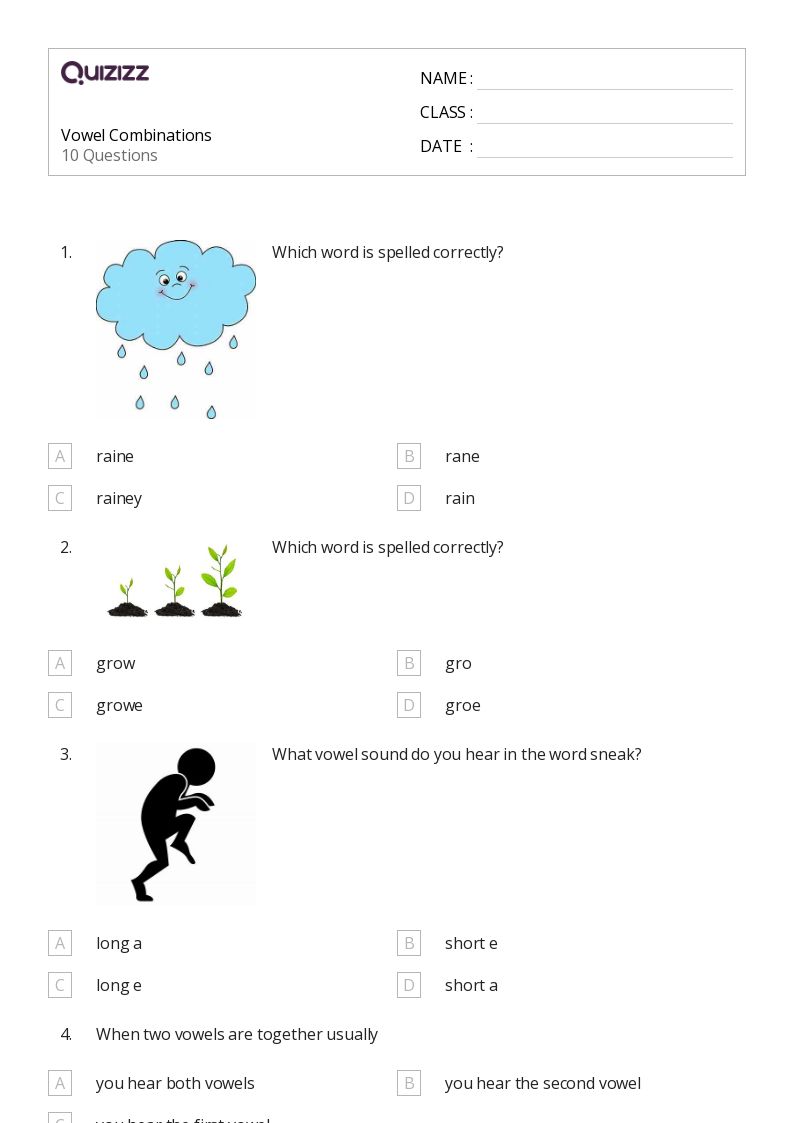 50+ vowels worksheets for 4th grade on quizizz