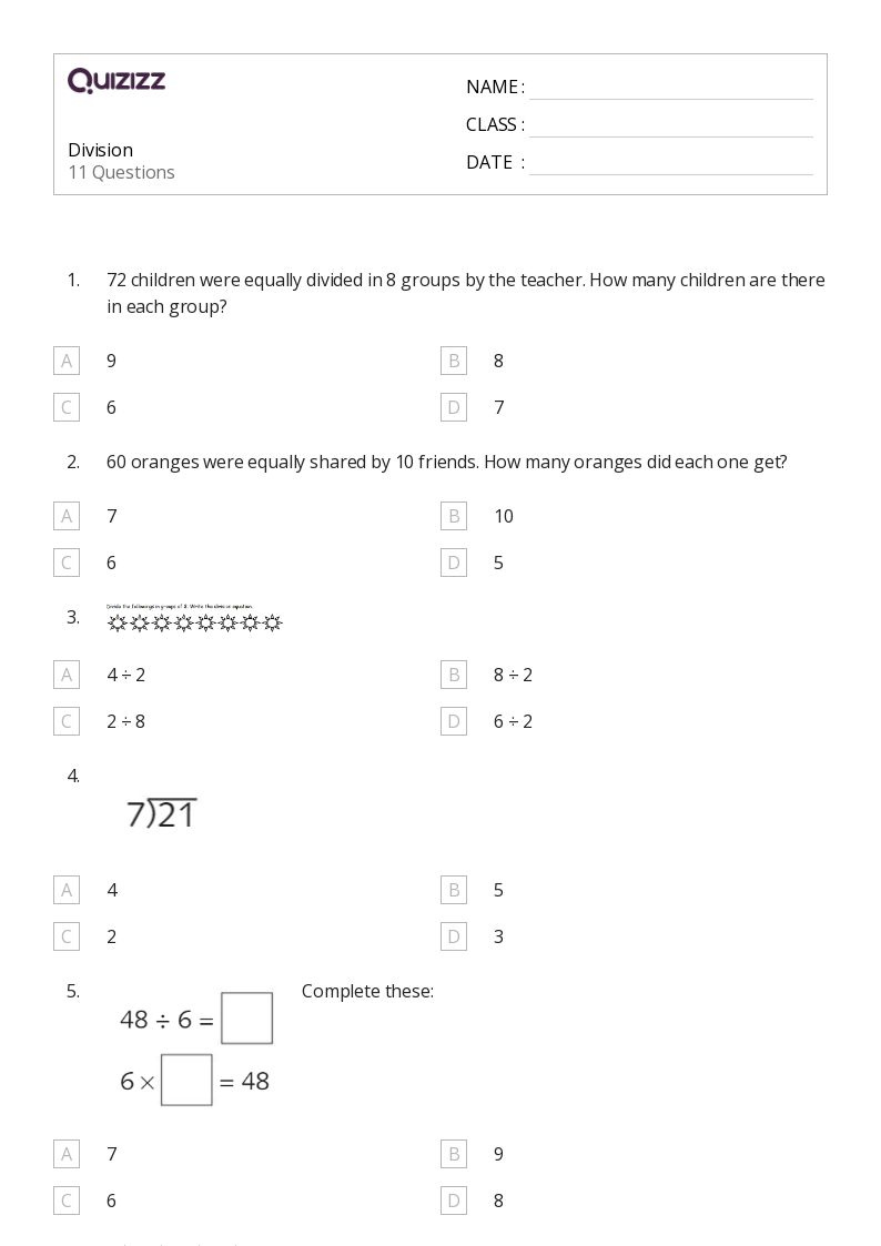 50+ division worksheets on quizizz