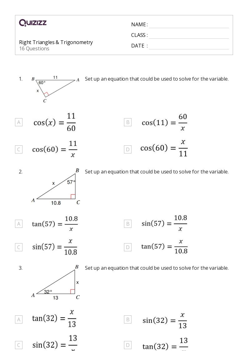 50+ trigonometry worksheets for 11th grade on quizizz