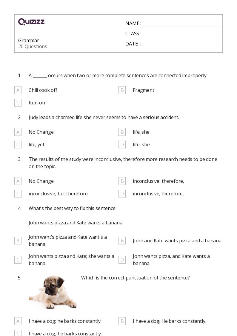 50+ grammar worksheets for 9th grade on quizizz