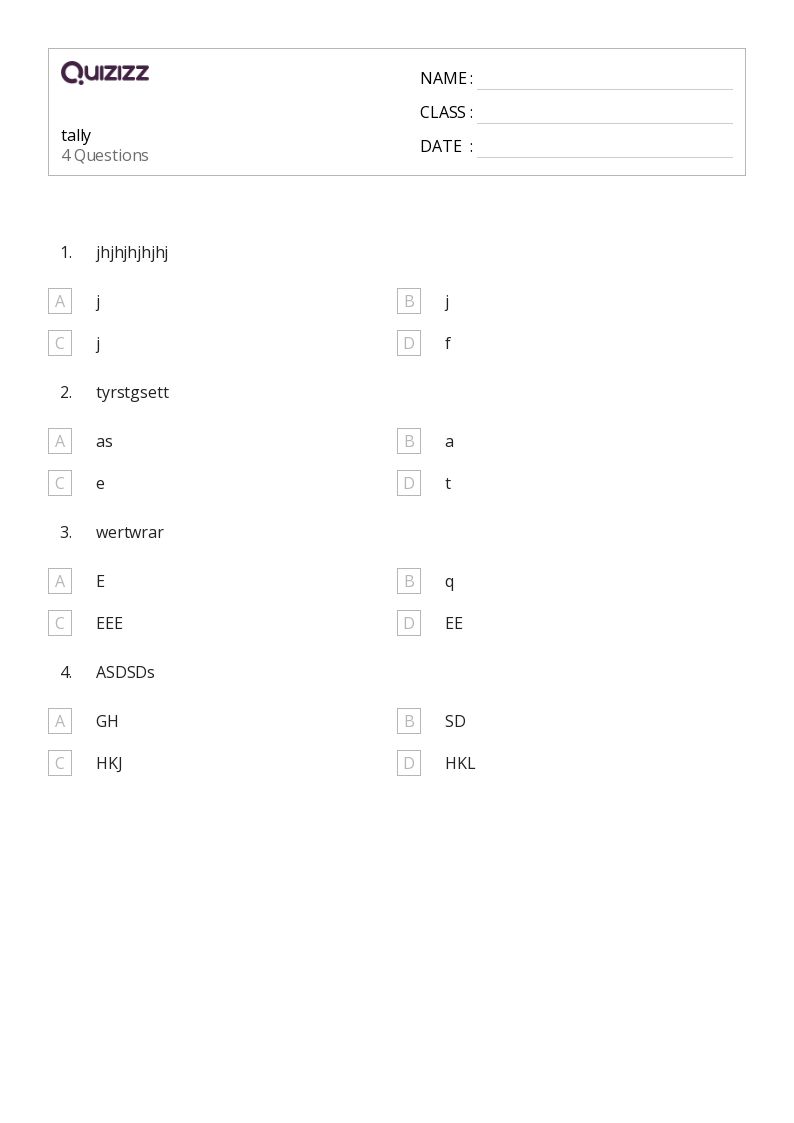 50+ tally charts worksheets for kindergarten on quizizz