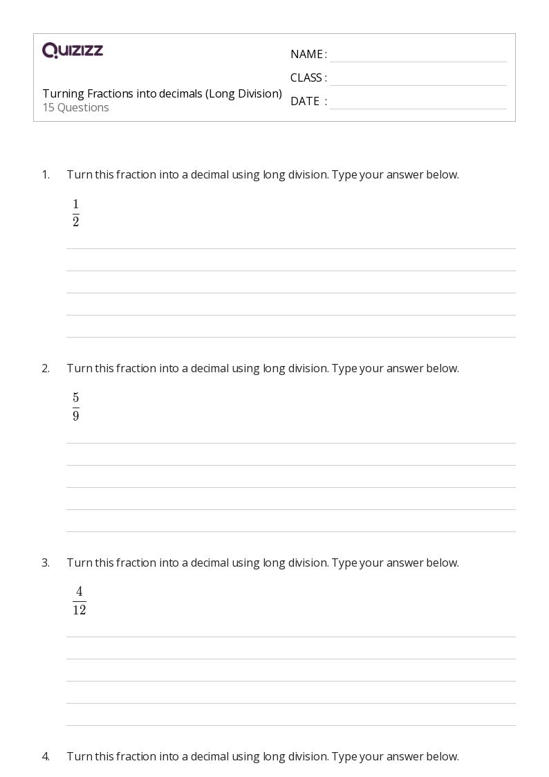 50+ long division worksheets for 8th grade on quizizz