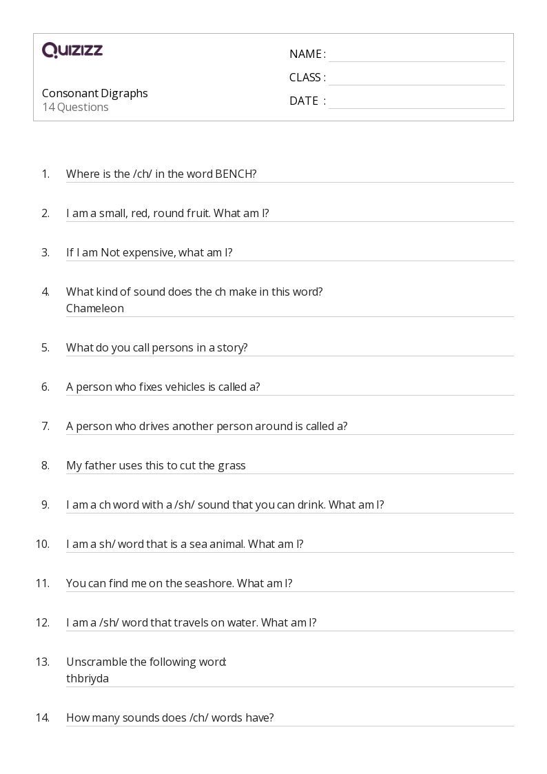 50+ consonant digraphs worksheets on quizizz
