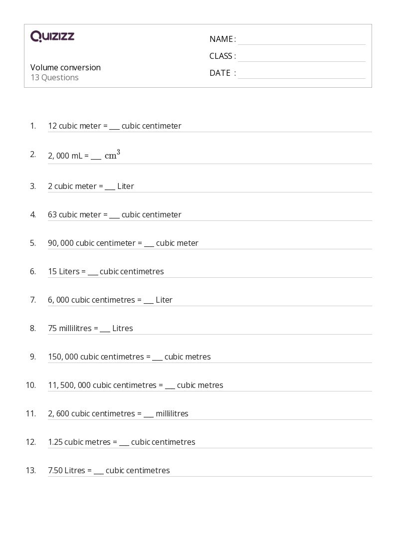 50+ volume worksheets for 3rd grade on quizizz