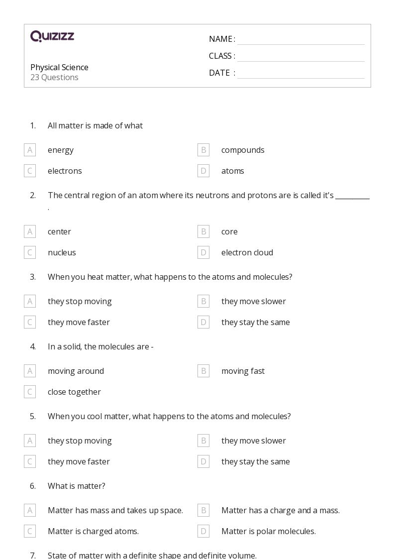 50+ science worksheets on quizizz