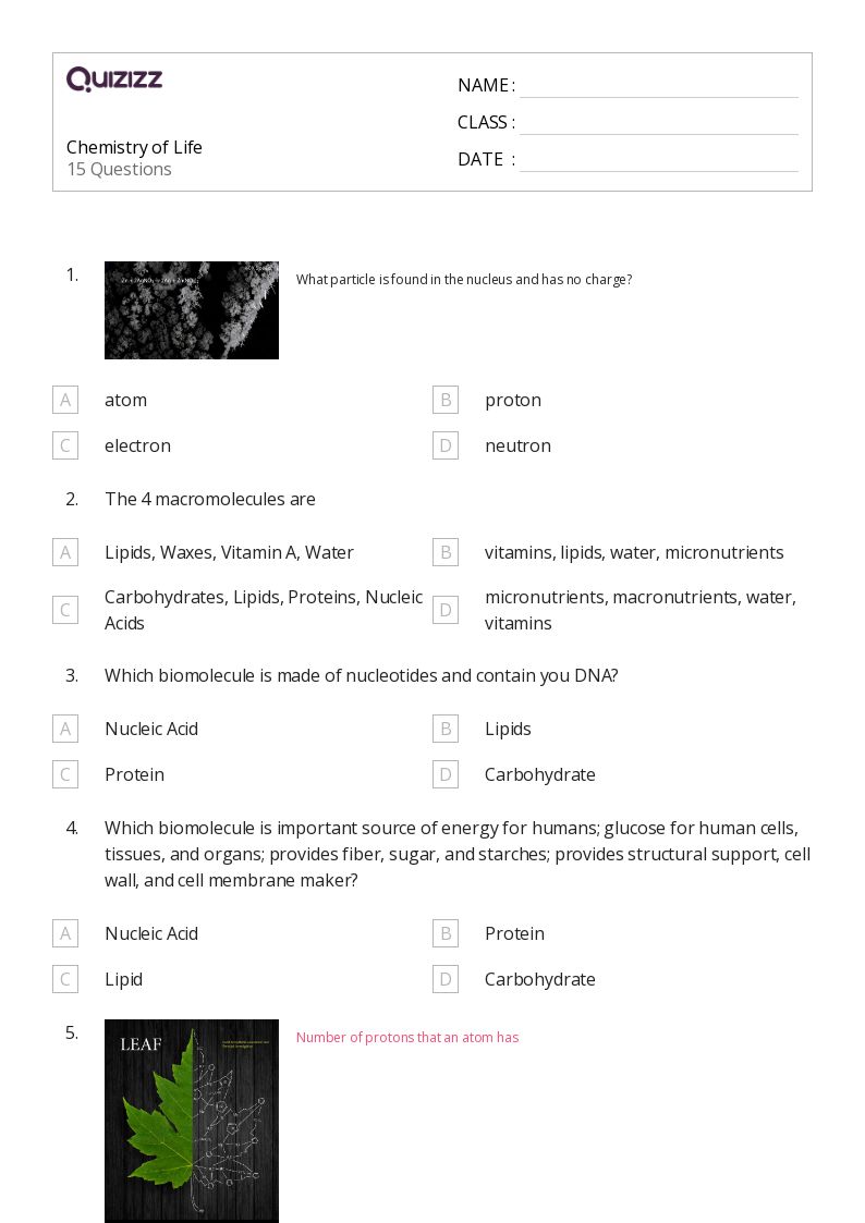 50+ chemistry worksheets for 9th grade on quizizz