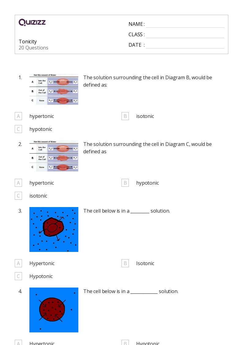 50+ osmosis and tonicity worksheets on quizizz