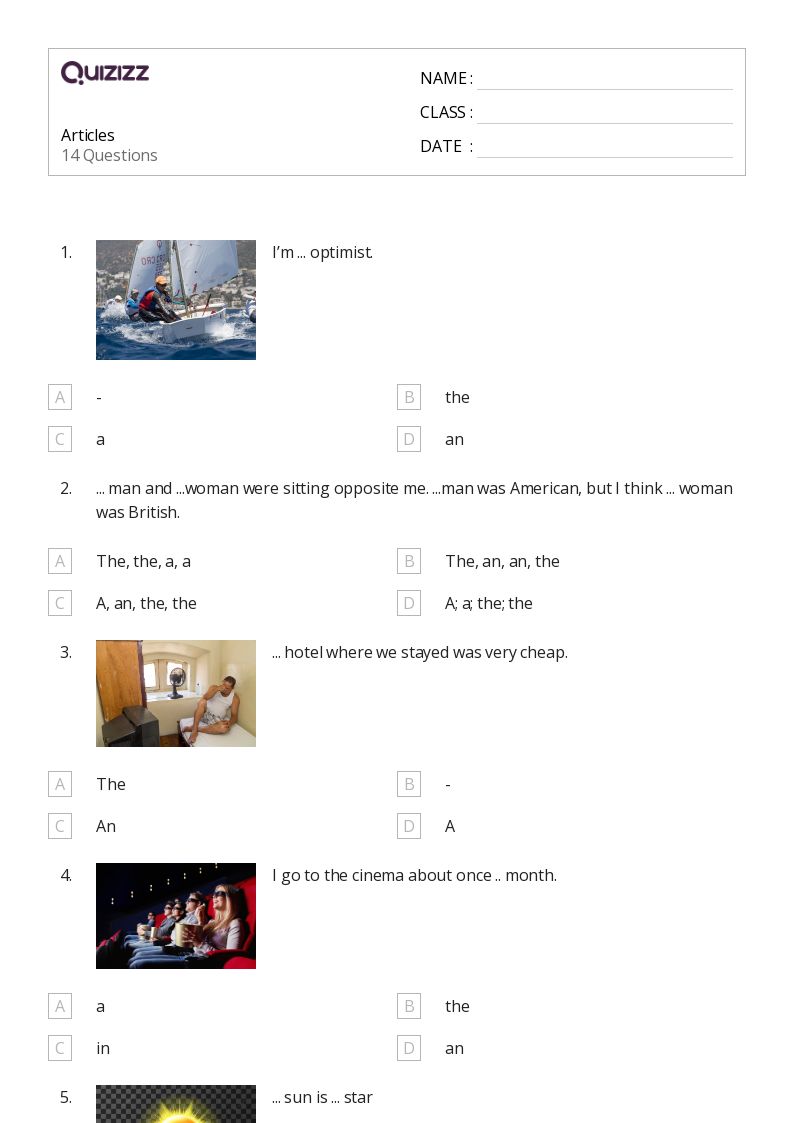 50+ articles worksheets for kindergarten on quizizz