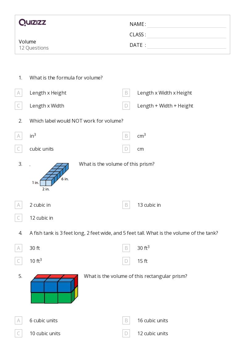 50+ volume worksheets for 5th grade on quizizz