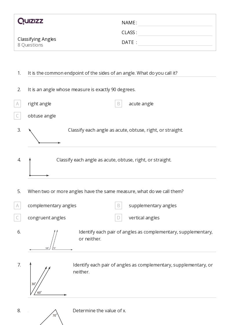 50+ classifying angles worksheets for kindergarten on quizizz